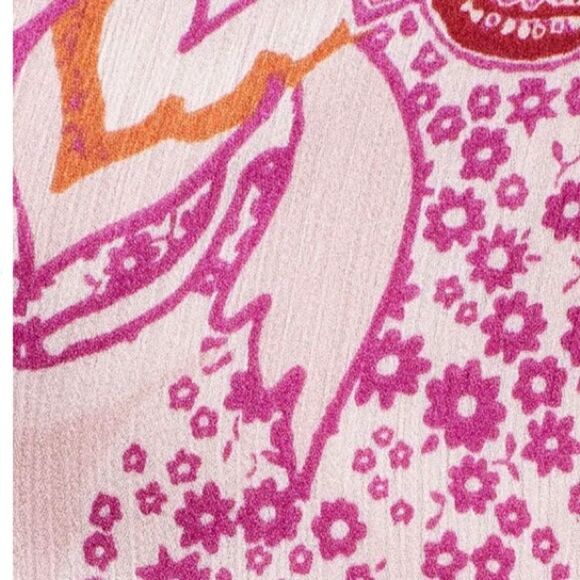 Free People Weekend In Montauk Tank Top Large Smocked Crop Tie Strap NWT Pink - Picture 9 of 13